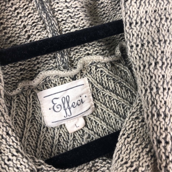 Effeci Cowl Neck Long Sl Sweater Tan & Brown Sz L - Picture 3 of 5